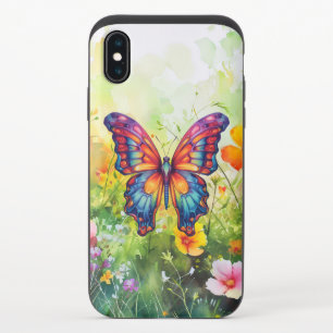Butterfly Blue Orange Wings iPhone X Slider Case