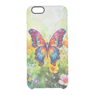 Butterfly Blue Orange Wings Clear iPhone 6/6S Case