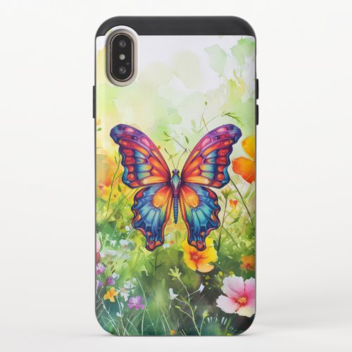 Butterfly Blue Orange Wings iPhone XS Max Slider Case