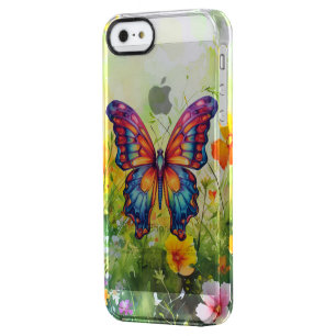 Butterfly Blue Orange Wings Clear iPhone SE/5/5s Case