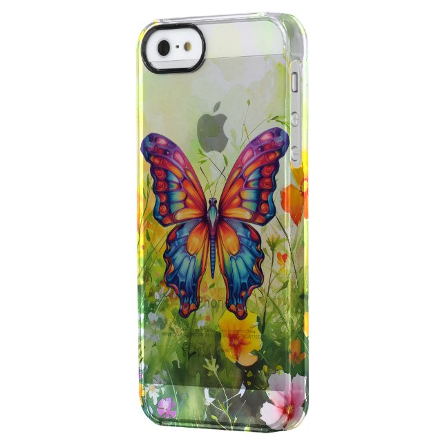 Butterfly Blue Orange Wings Uncommon iPhone Case (Back Left)