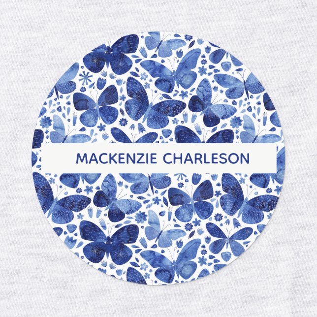 Butterfly Blue Pattern Name Labels (Design 1)