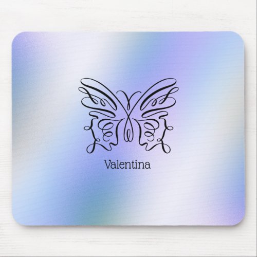 Butterfly Blue Purple Holographic Background Mouse Pad
