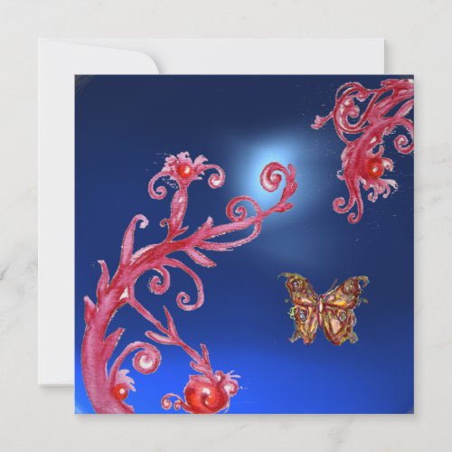 BUTTERFLY  BLUE SAPPHIRE bright pinkred Invitation