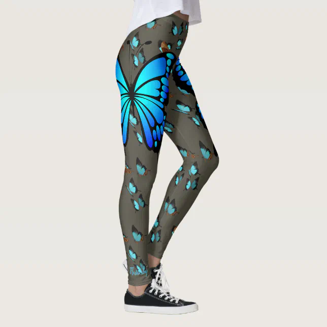 Teal Butterfly Glow - Casual Capri Leggings main image 0
