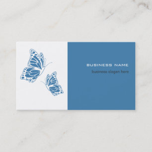 Butterfly Blue & White Elegant Modern Simple Business Card
