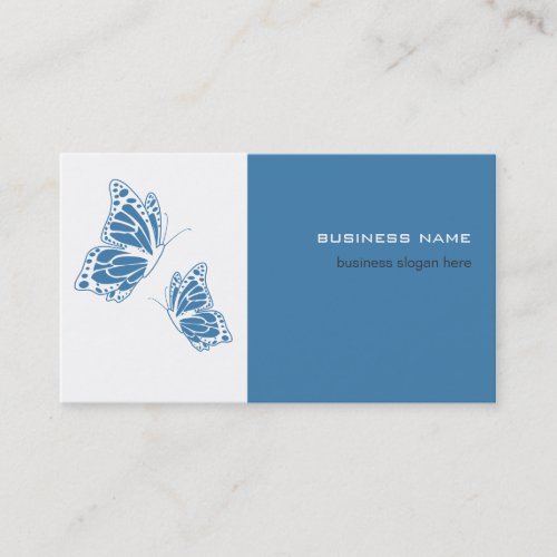 Butterfly Blue &amp; White Elegant Modern Simple Business Cards