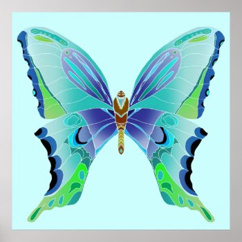 Butterfly Blues Poster by aftermyart at Zazzle