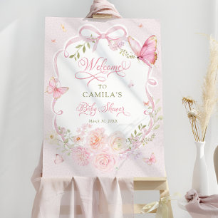 Butterfly Blush Bloom Girl Baby Shower Welcome  Foam Board