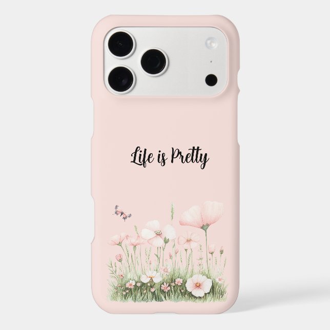 Butterfly Blush Pink Flowers iPhone Case (Back)