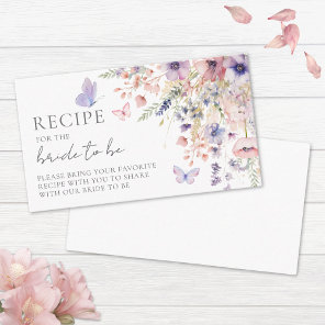 Butterfly Blush Pink Purple Wildflower Recipe Enclosure Card