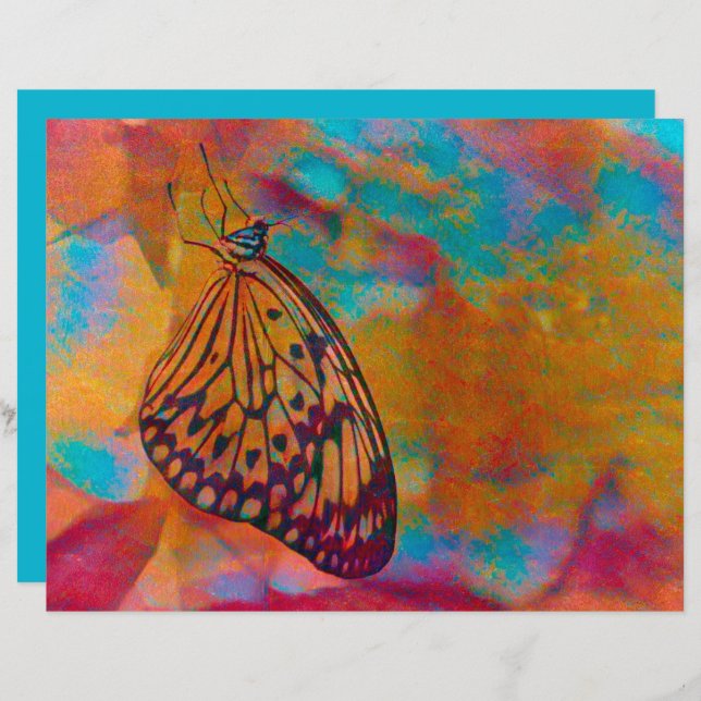 Butterfly Bohemian Blue Orange Hippie Decoupage (Front/Back)