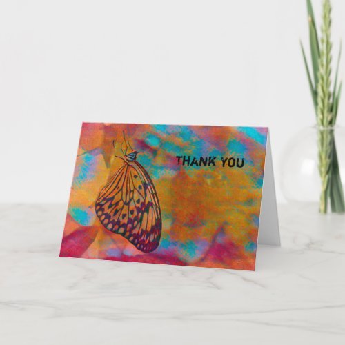 Butterfly Bohemian Blue Orange Hippie Thank You Card