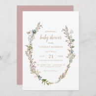 Butterfly Boho Foliage Wreath Baby Shower Invitati Invitation