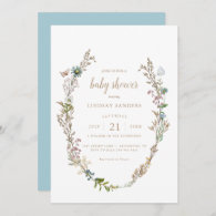 Butterfly Boho Foliage Wreath Baby Shower Invitation