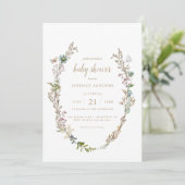 Butterfly Boho Foliage Wreath Baby Shower Invitation (Standing Front)