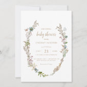 Butterfly Boho Foliage Wreath Baby Shower Invitation (Front)