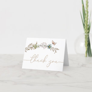 Butterfly Boho Foliage Wreath Thank You Card