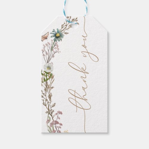 Butterfly Boho Foliage Wreath Thank You Favor Gift Tags