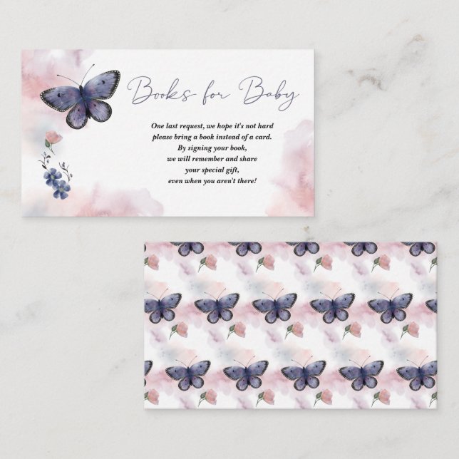 Butterfly Book Request Books for Baby Baby Shower  Enclosure Card (Front/Back)