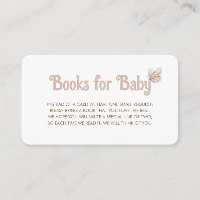 Butterfly Book Request for Baby Shower Enclosure Card (Front)
