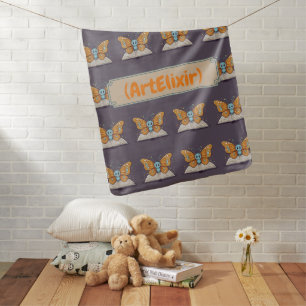 Butterfly booklover print baby blanket