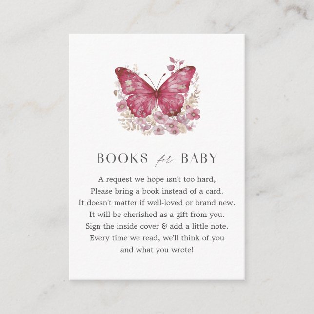Butterfly Books For Baby Shower Enclosure Card (Front)