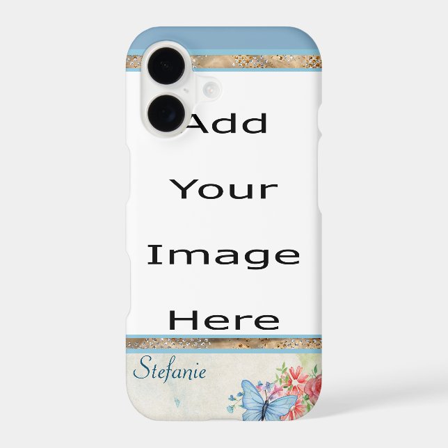 Butterfly Border (blue) Iphone Case (Back)