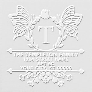 Butterfly Border Frame #2 Name Initial Address Embosser