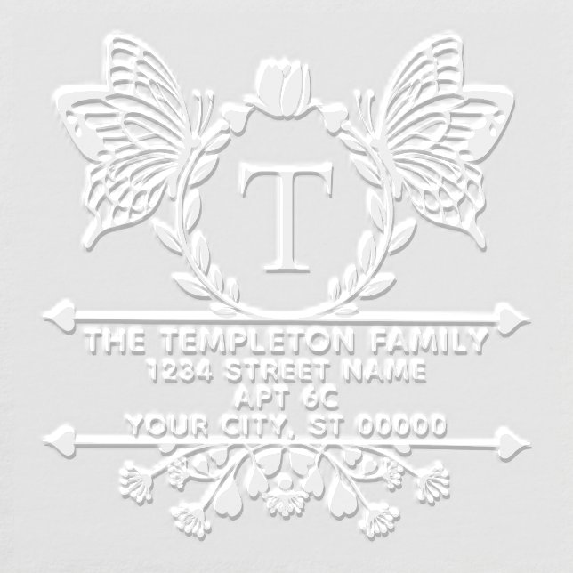 Butterfly Border Frame #2 Name Initial Address Embosser (Design)