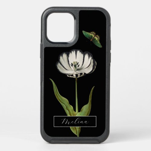Butterfly Botanical Flower Black and White  OtterBox Symmetry iPhone 12 Pro Case