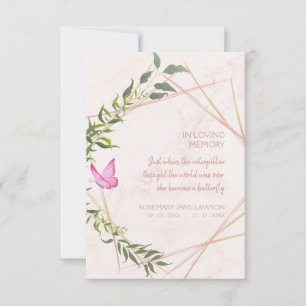 Butterfly Botanical Funeral Loved One Deceased Invitation