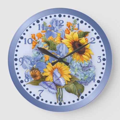 Butterfly Bouquet Floral Large Clock