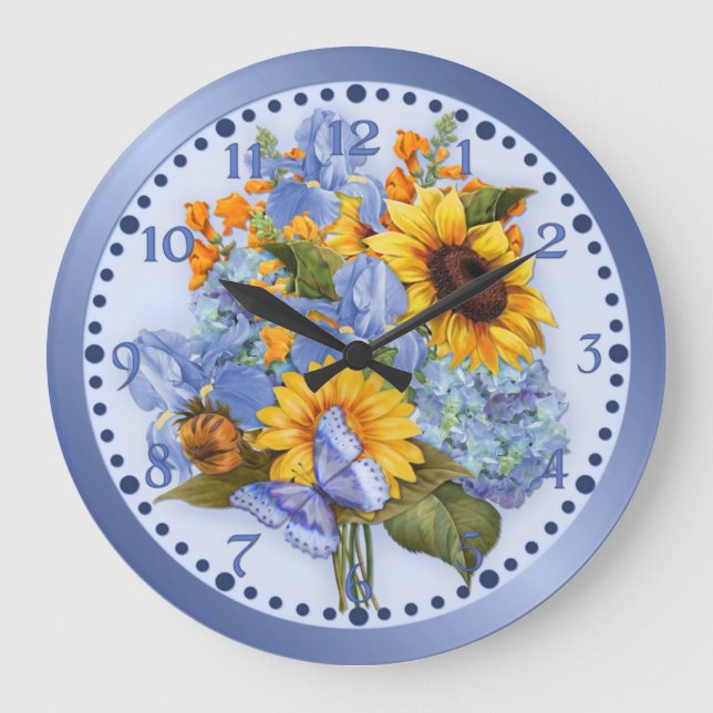 Butterfly Bouquet Floral Large Clock (Front)