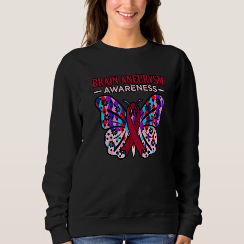 Butterfly Brain Aneurysm Awareness Month Support G Sweatshirt