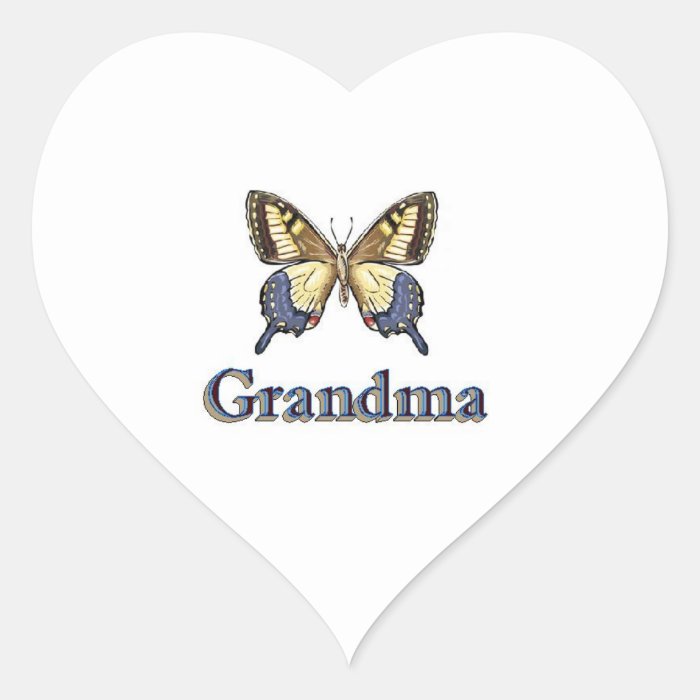 Butterfly BRBL Grandma Heart Stickers