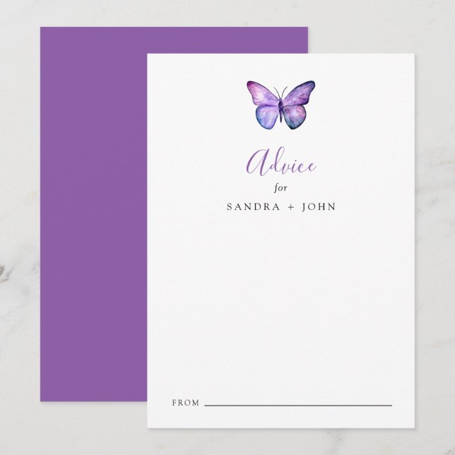 Butterfly Bridal Shower Advice Wedding Wishes Card (Front/Back)