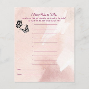 Butterfly Bridal Shower Age Game