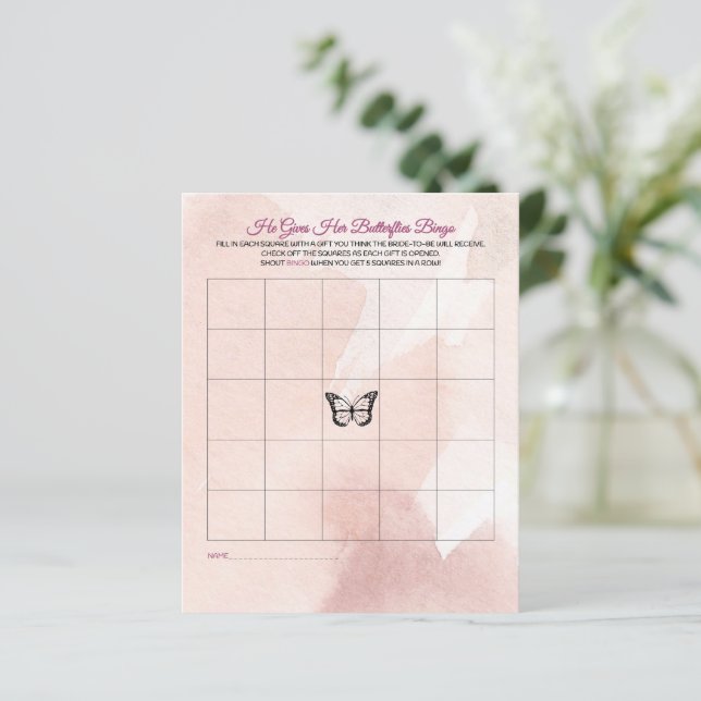 Butterfly Bridal Shower Bingo (Standing Front)