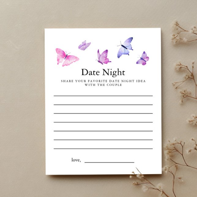 Butterfly Bridal Shower Date Night Card (Creator Uploaded)