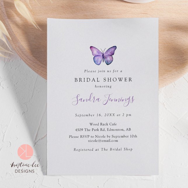 Butterfly Bridal Shower Elegant Minimalist Simple Invitation (Creator Uploaded)
