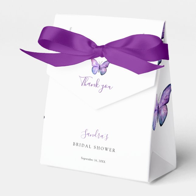 Butterfly Bridal Shower Elegant Thank you Script   Favor Boxes (Front Side)