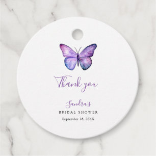 Butterfly Bridal Shower Elegant Thank you Script Favor Tags