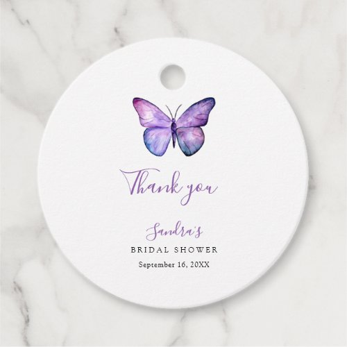 Butterfly Bridal Shower Elegant Thank you Script  Favor Tags
