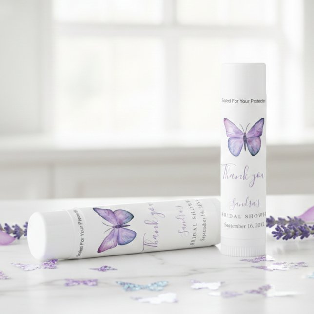Butterfly Bridal Shower Elegant Thank you Script  Lip Balm (Creator Uploaded)
