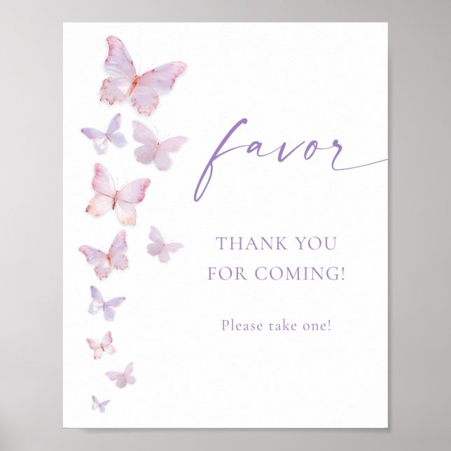 Butterfly Bridal Shower Favor Poster (Front)