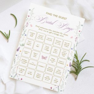 Butterfly Bridal Shower Find the Guest Bingo Game  Invitation