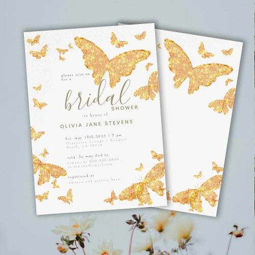 Butterfly Bridal Shower Gold Elegant Classic Invitation