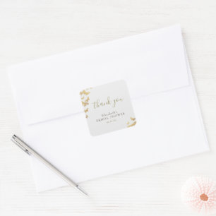 Butterfly Bridal Shower Gold Glitter Thank You Square Sticker