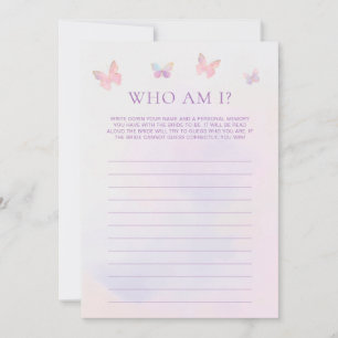 Butterfly Bridal Shower Guess Who Game Card